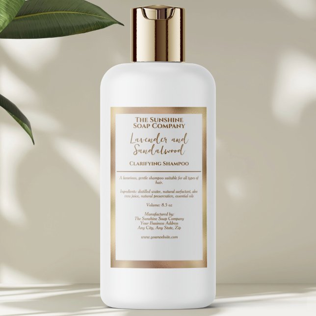 Vit och guld etikett för vattentät kosmetikflaska (Skapare uppladdad)