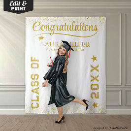 Vit och guld examen fotobakgrund som kan redigeras