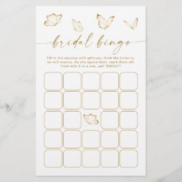 Vit och Guld Fjärils Bröllopsdusch Bingo Spel