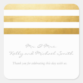 Vit och guld folieränder Elegant dekal Fyrkantigt Klistermärke