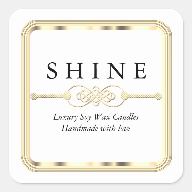 Vit och Guld Fyrkantigt Klistermärke (Framsida)