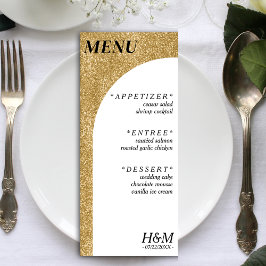 Vit- och Guld-Glitter-böjd blomstermottagning Meny