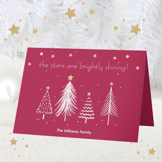 Vit- och Guld-jul med Family Namn Red Helgkort (Christmas Family Name Red Holiday Card)