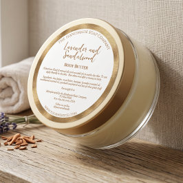 Vit och guld kosmetikburk Etikett med ingredienser