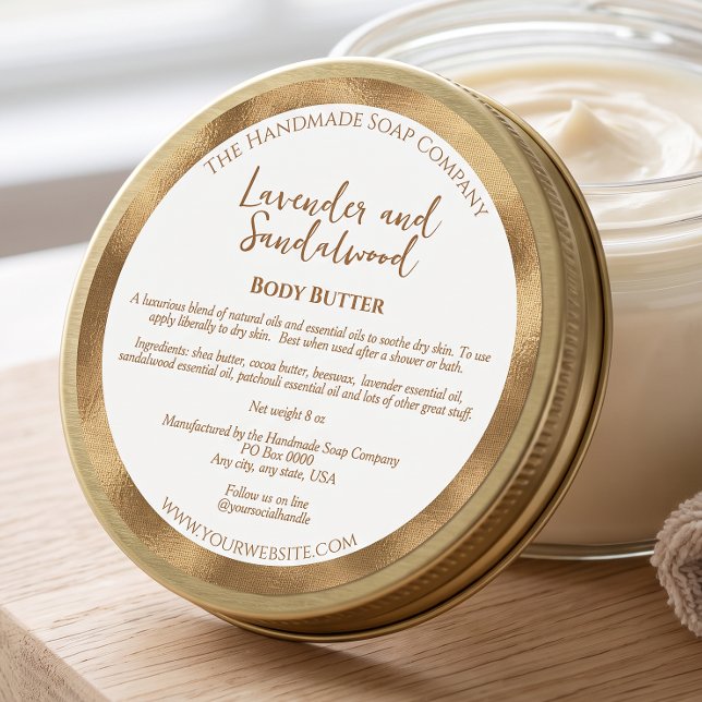 Vit och guld kosmetikburk Etikett med ingredienser (Skapare uppladdad)
