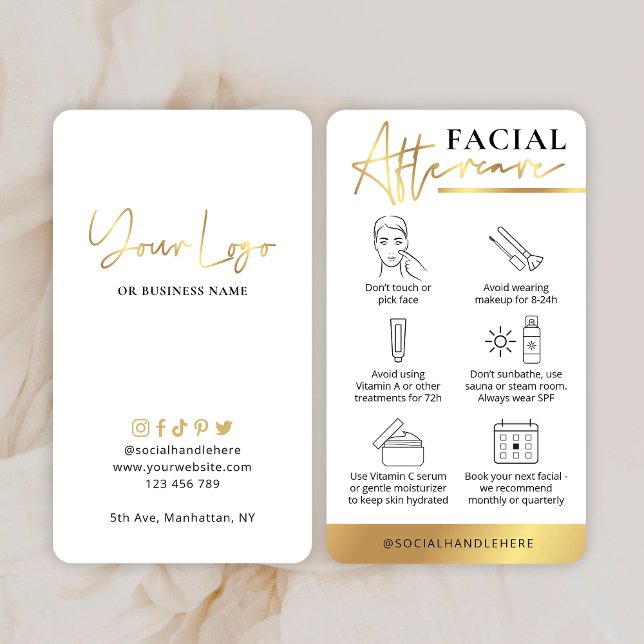 Vit och Guld Logotyp av Beauty Face AEftercare Gui Visitkort (Skapare uppladdad)