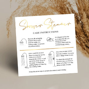Vit och Guld Logotyp för Steamer Fizzer Care Guide Fyrkantigt Visitkort