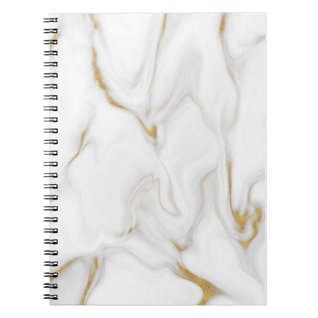 Vit och Guld Marble Notebook Anteckningsbok (Framsidan)