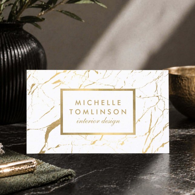 Vit och guld marmor designer visitkort (Skapare uppladdad)