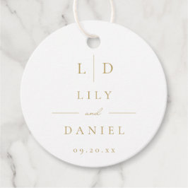 Vit och guld minimalistisk elegant monogram bröllo gåvor etiketter