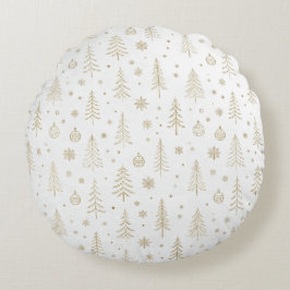 Vit och guld minimalistisk jul, skandinavisk rund kudde