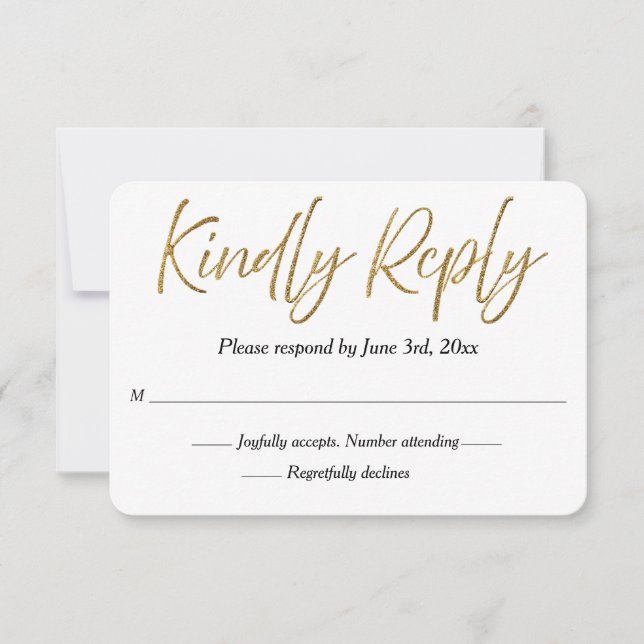 Vit och Guld minimalistisk kalligrafi Bröllop OSA (Framsida)