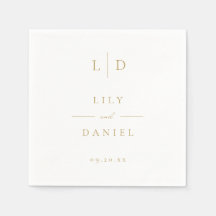 Vit och guld Modern minimalistisk monogram-högstid