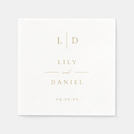 Vit och guld Modern minimalistisk monogram-högstid Pappersservett