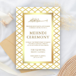 Vit och guld Morockansk Quatrefoil Muslim Mehndi Tilläggskort