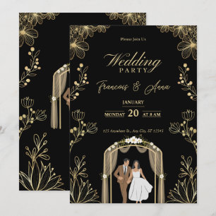 Vit och guld Nikkah-inbjudan Digital islamisk I Inbjudningar