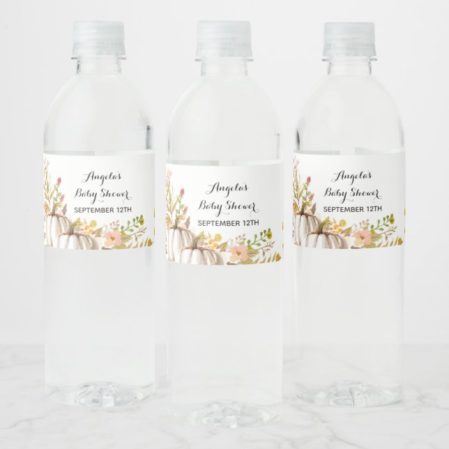 vit och guld pumpkin Watercolor Vattenflaska Label Vattenflaskor Etikett (Flaskor)