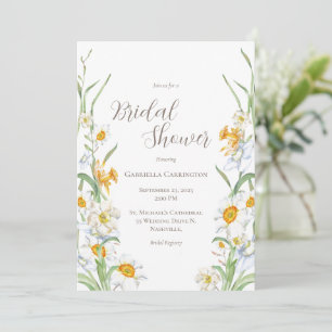 Vit och Gult Daffodil Blommigt Möhippa Invit Inbjudningar