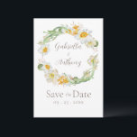 Vit och Gult Daffodil-Blommigt Spara datum Spara Datumet<br><div class="desc">Söt gult och vit Daffodil blommigt andedräkt i mjuka vattenfärger är perfekt för denna påminnelse " Spara datum " i bröllop" vår och sommar bröllop. Starkt samordnande manus och typografi. Anpassa efter behov. Om du vill anpassa klickar du på länken "anpassa ytterligare" och användor verktyg för designen så att ändringarna...</div>