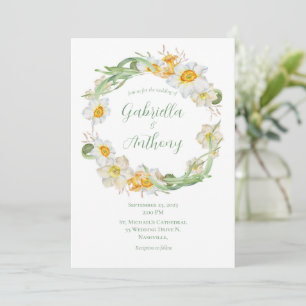 Vit och Gult Daffodil Blommigt Utandning Bröllop Inbjudningar