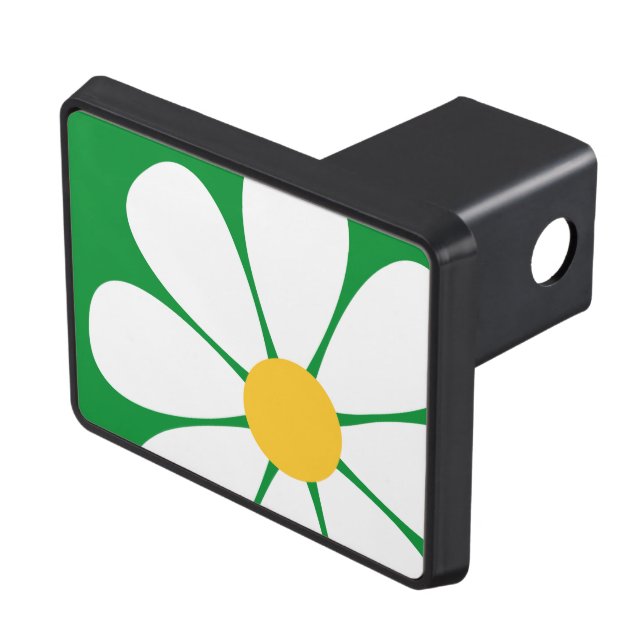 Vit och Gult Daisy blomma på Kelly Grönt Dragkroksskydd (Topp Höger)