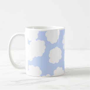 Vit- och himmelblåttmolnmodell kaffemugg