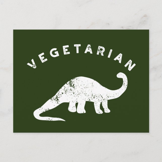 Vit och jägare Grönt Vegetarian Dinosaur Vykort (Framsida)