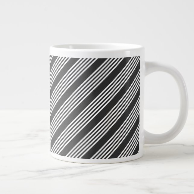 Vit och kol fem rand mönster jumbo mugg (Höger)