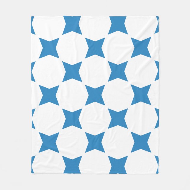 Vit och kunglig pastellblå stjärnmönsterdesign fleecefilt (Framsidan)