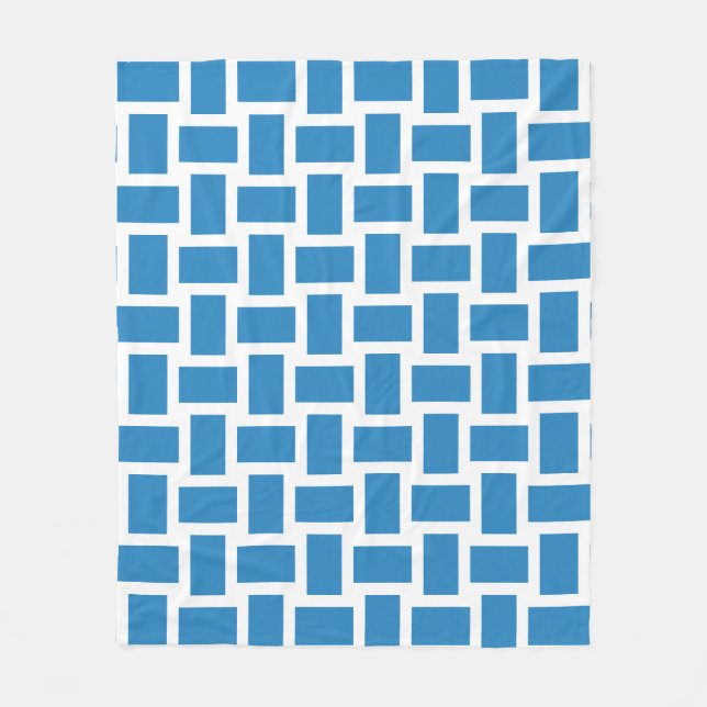 Vit och kunglig pastellblå vävd design fleecefilt (Framsidan)