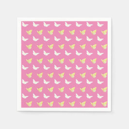 Vit och lätt Gult Butterflies Flies Rosa Pappersservett