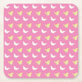 Vit och lätt Gult Butterflies Flies Rosa Underlägg Papper Kvadrat