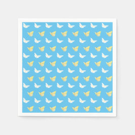 Vit och lätt Gult Butterflies som flyger blått Pappersservett