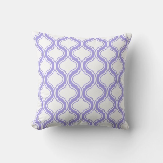 Vit och lavender Geometric Mönster Kudde (Framsida)