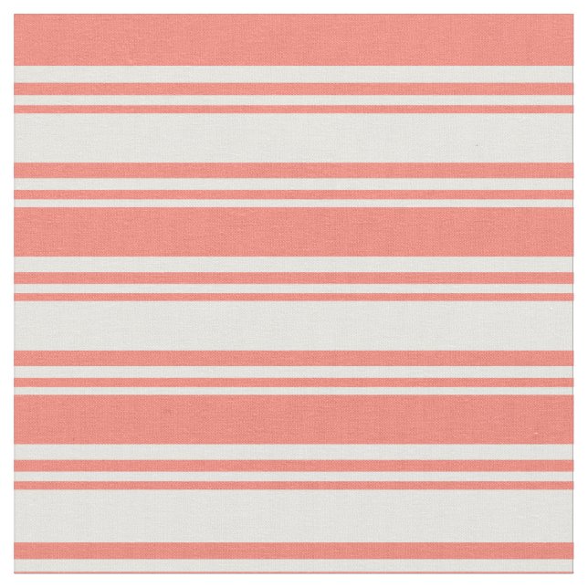 Vit och lax, stripe/lind Mönster Tyg (Närbild)