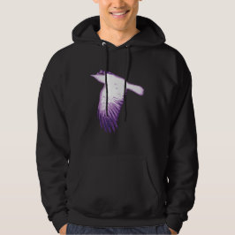 Vit och Lila Kråka Flygning Hoodie