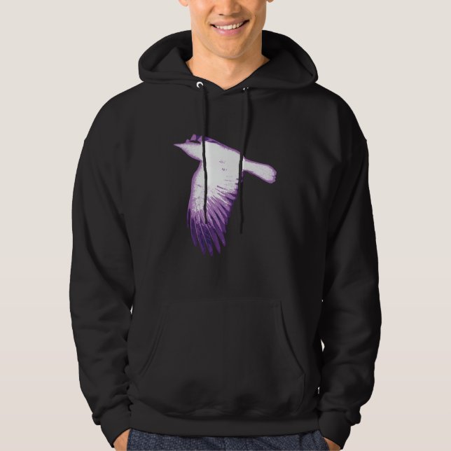 Vit och Lila Kråka Flygning Hoodie (Framsida)