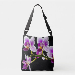 Vit och lila orchid axelväska