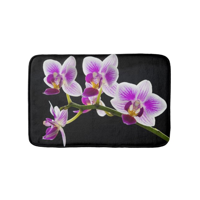Vit och lila orchid badrumsmatta (Framsidan)