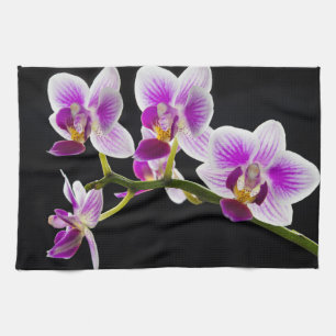 Vit och lila orchid kökshandduk