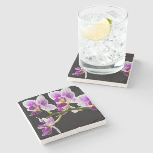Vit och lila orchid stenunderlägg