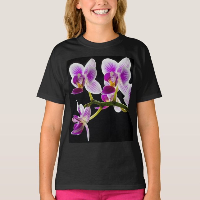 Vit och lila orchid t shirt (Framsida)