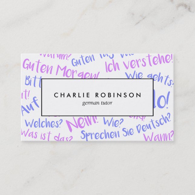 Vit- och lilatysken handleder visitkorten visitkort (Framsida)