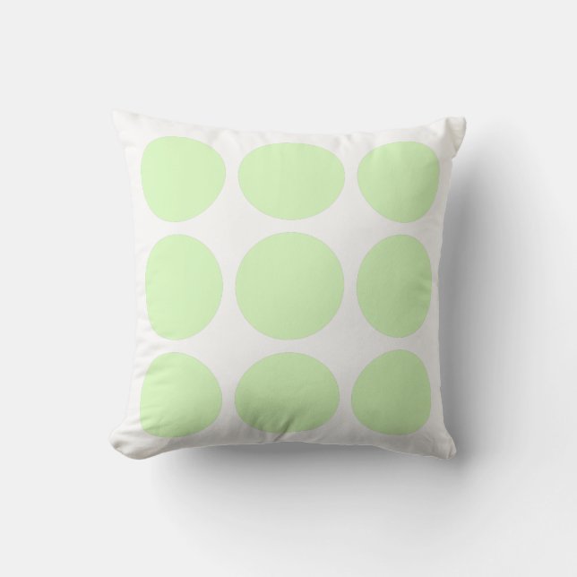 Vit och limegrön pastell abstrakt cirkel design kudde (Framsida)