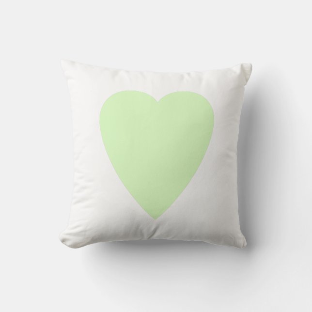 Vit och limegrön pastell hjärtformad design kudde (Framsida)