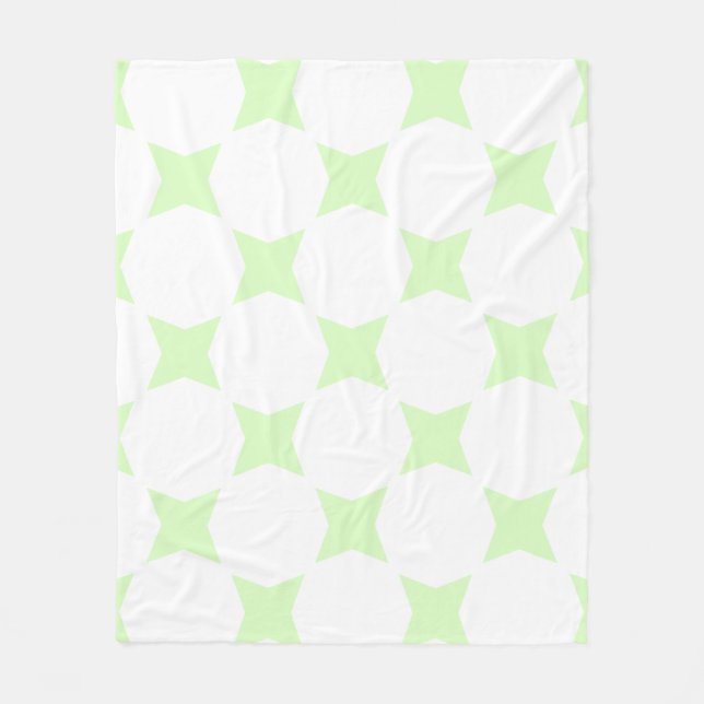 Vit och limegrön pastell stjärnmönsterdesign fleecefilt (Framsidan)