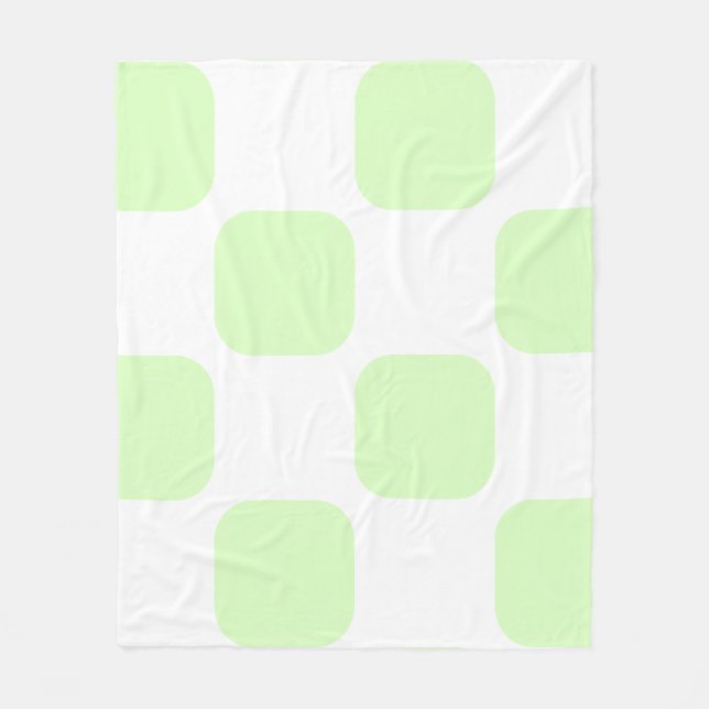 Vit och limegrön pastellfärgad Squircle-mönsterdes Fleecefilt (Framsidan)