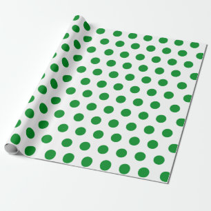 Vit och Ljust grönt medelstor polka - punktjul Presentpapper