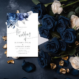 Vit och marin med inbjudan till Silver Foil Weddin