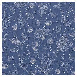 Vit och marin väv med segelceller och sjögräs tyg